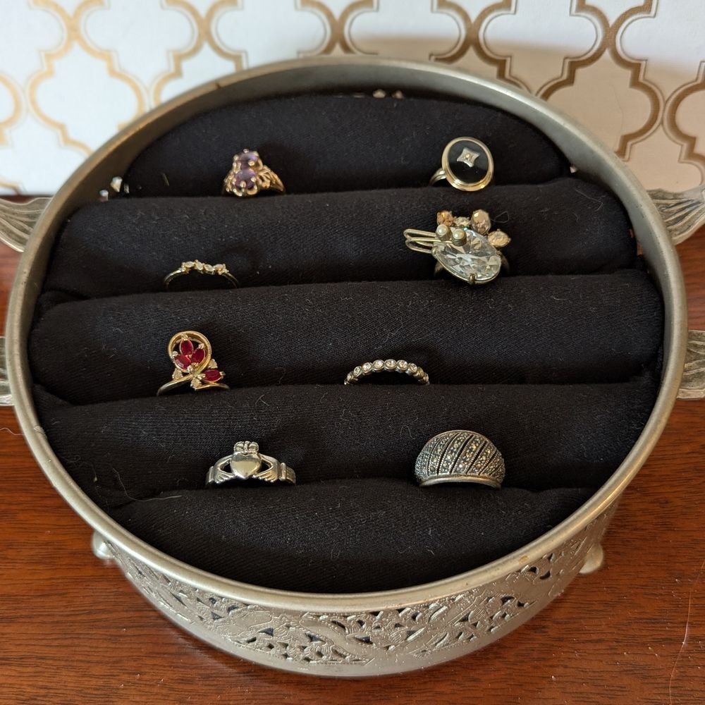 Ring Display Stand, Silver Black Jewelry Organizer, Countertop Display